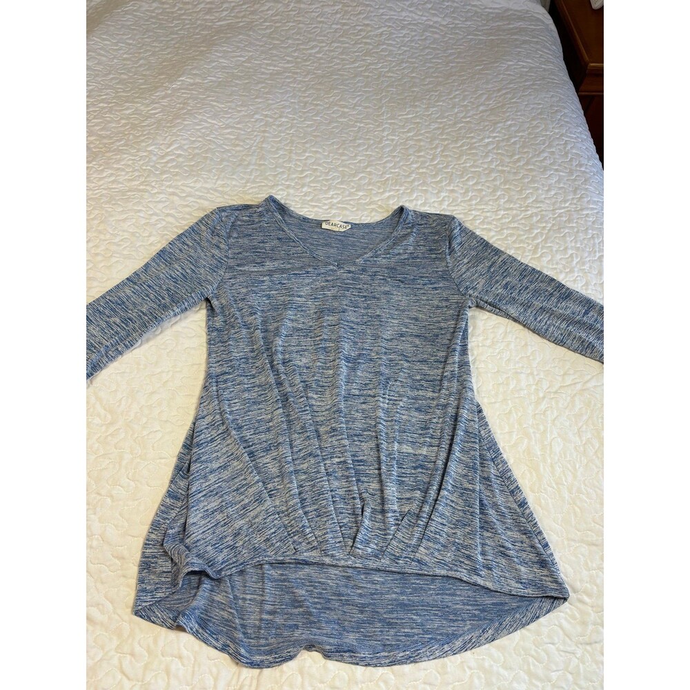 Dearcase blue crop sleeve flowy longer in the back blouse size large